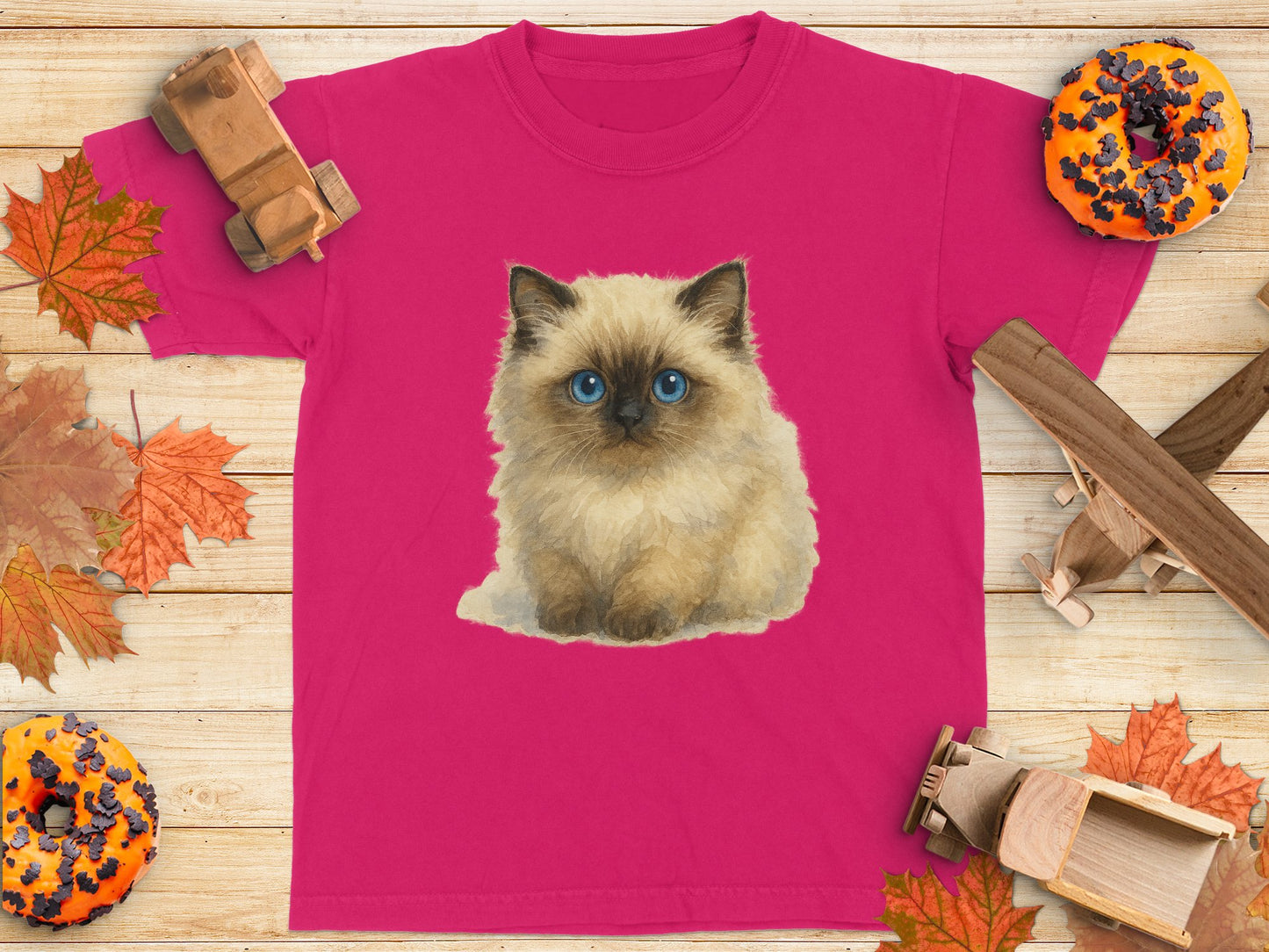 Cute Fluffy Kitten Graphic Design on Pink Shirt product
