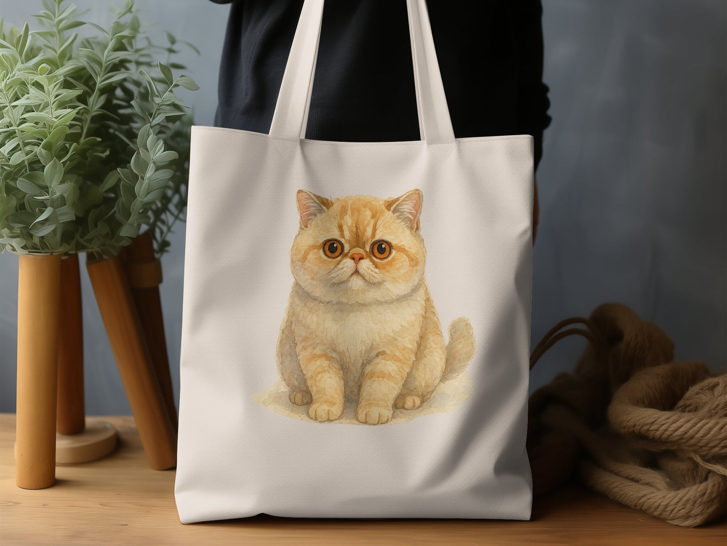 Adorable Orange Cat Print on Canvas Tote Bag product type