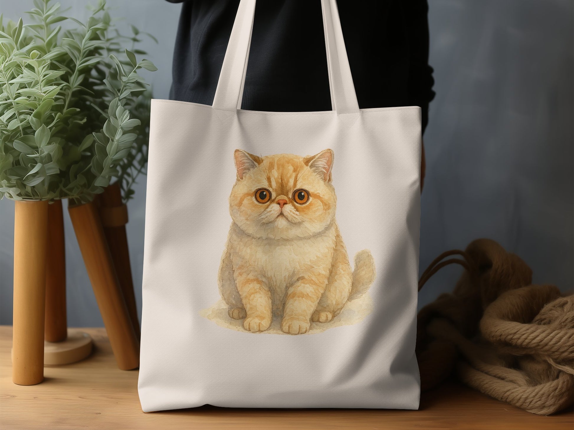 Adorable Orange Cat Print on Canvas Tote Bag product type