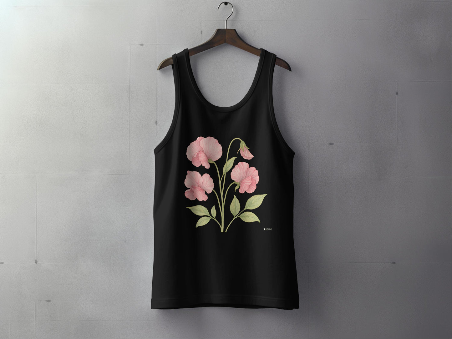Floral Print Women's Sleeveless Black Tank Top product type