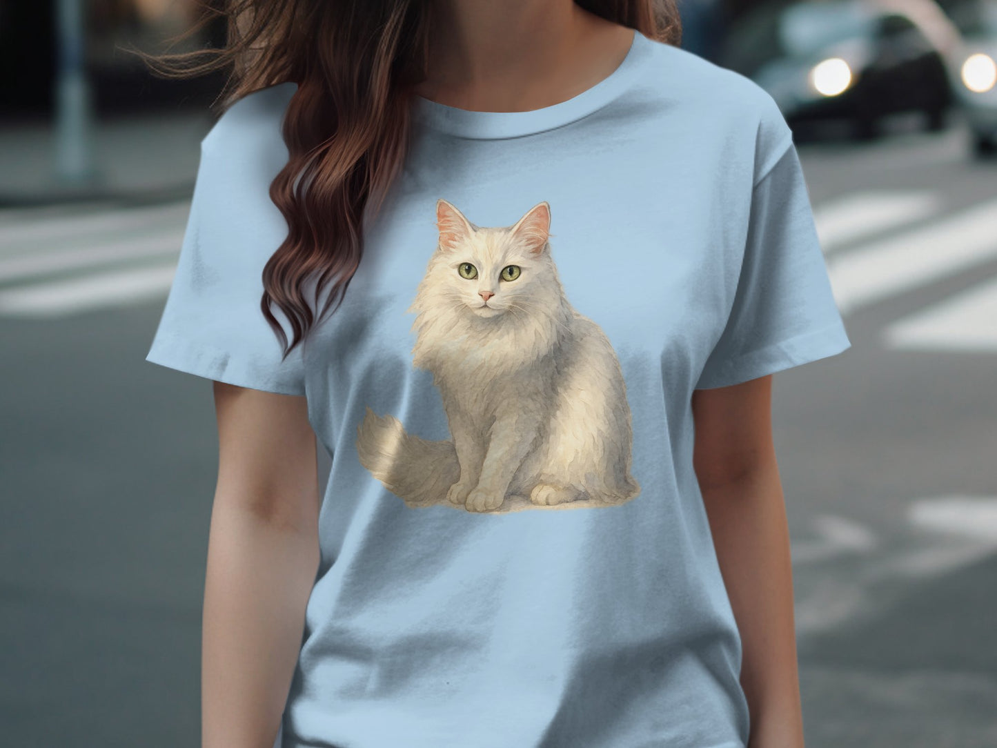 Adorable White Cat Print Design T shirt product