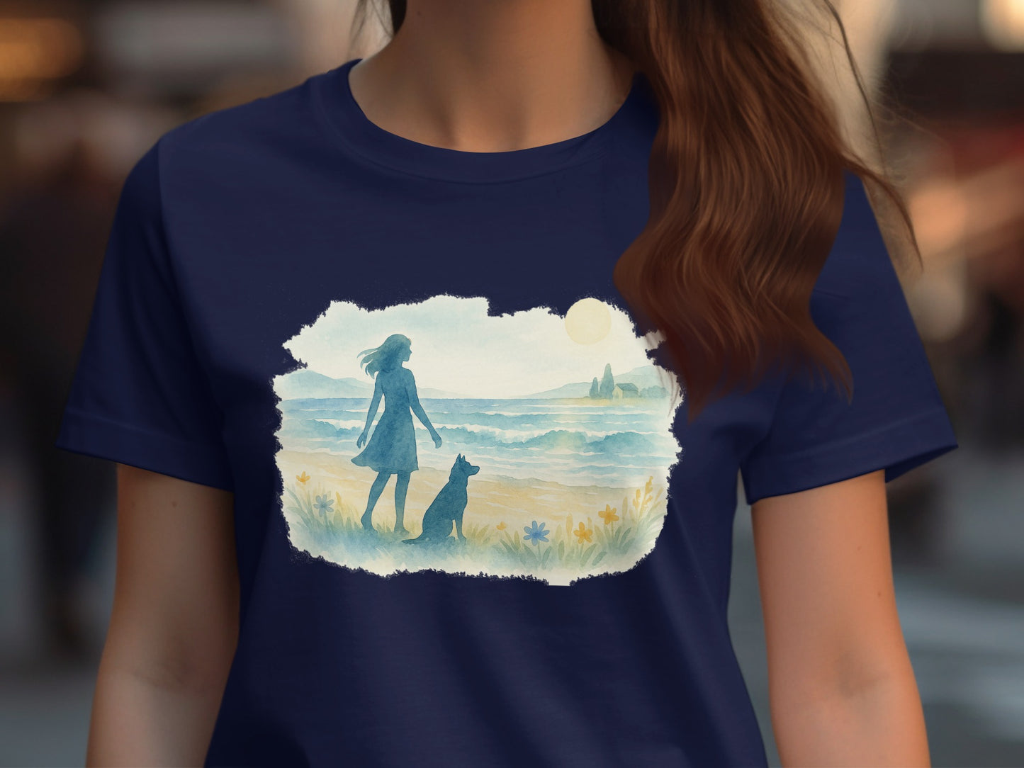 Girl and Dog by the Beach Casual Wear T-shirt Product