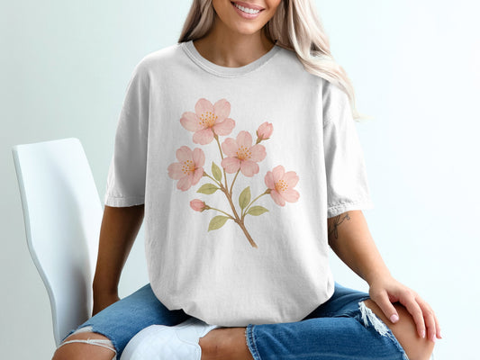 Beautiful White T-Shirt with Floral Design product type