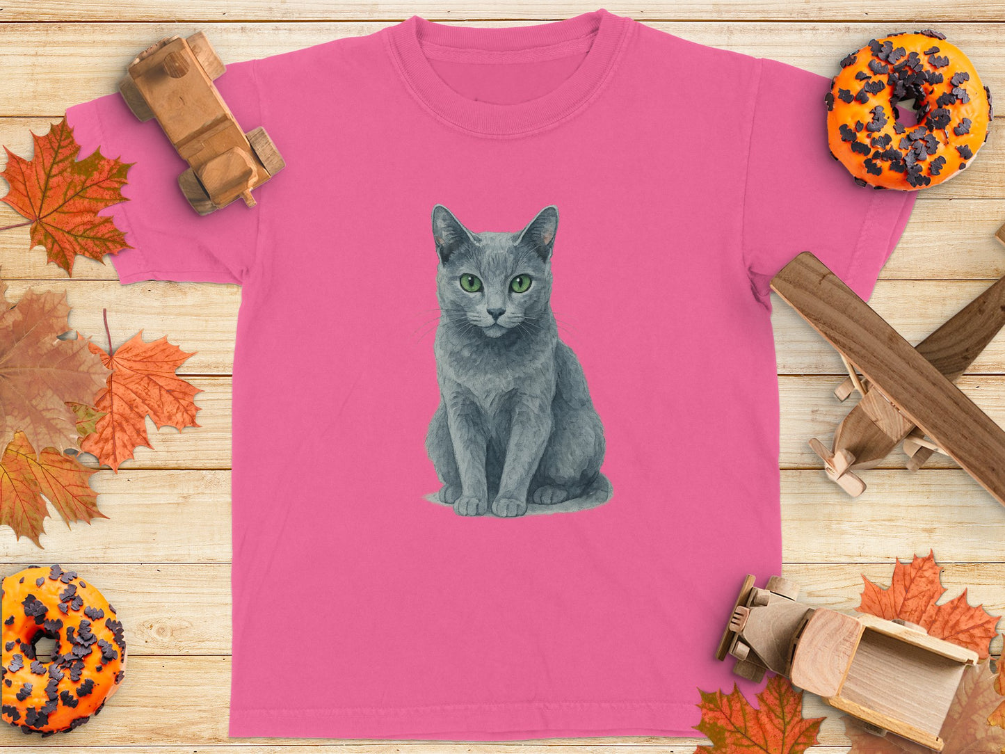 Cute Gray Cat Graphic Printed Pink Tee product