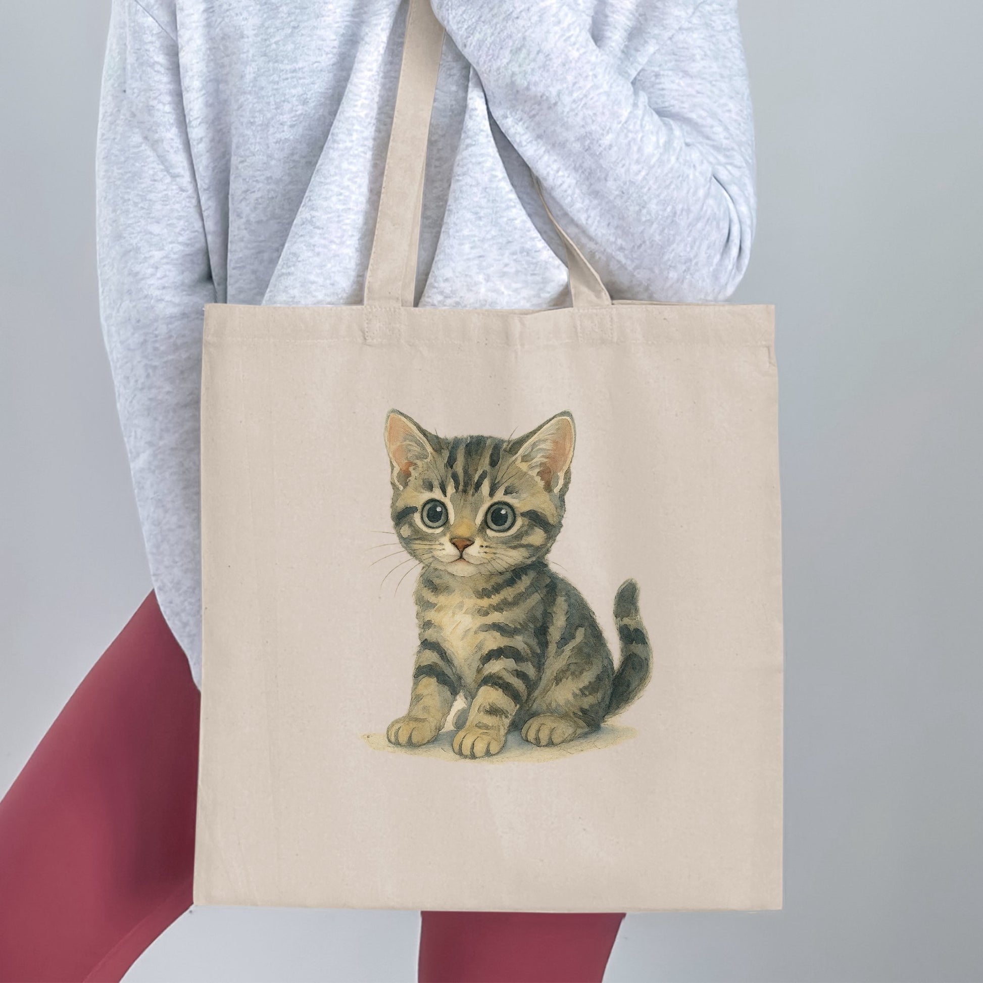 Cute Kitten Artwork on Beige Tote Bag product