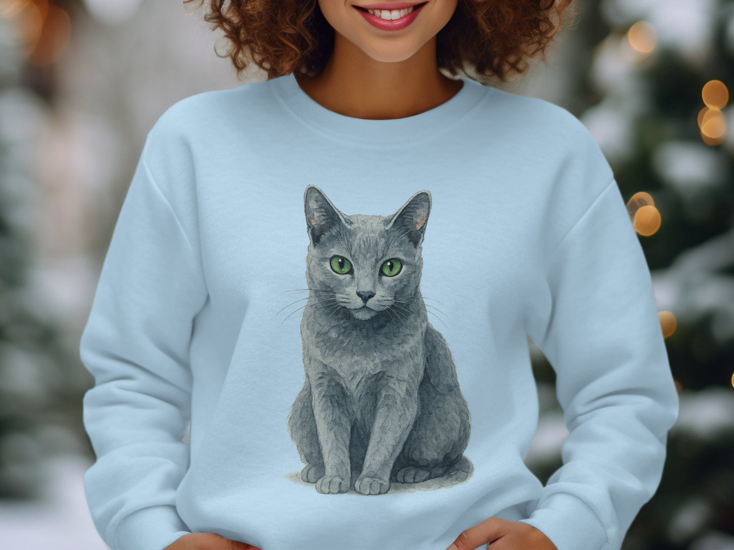 Elegant Gray Cat Graphic Winter Sweatshirt product