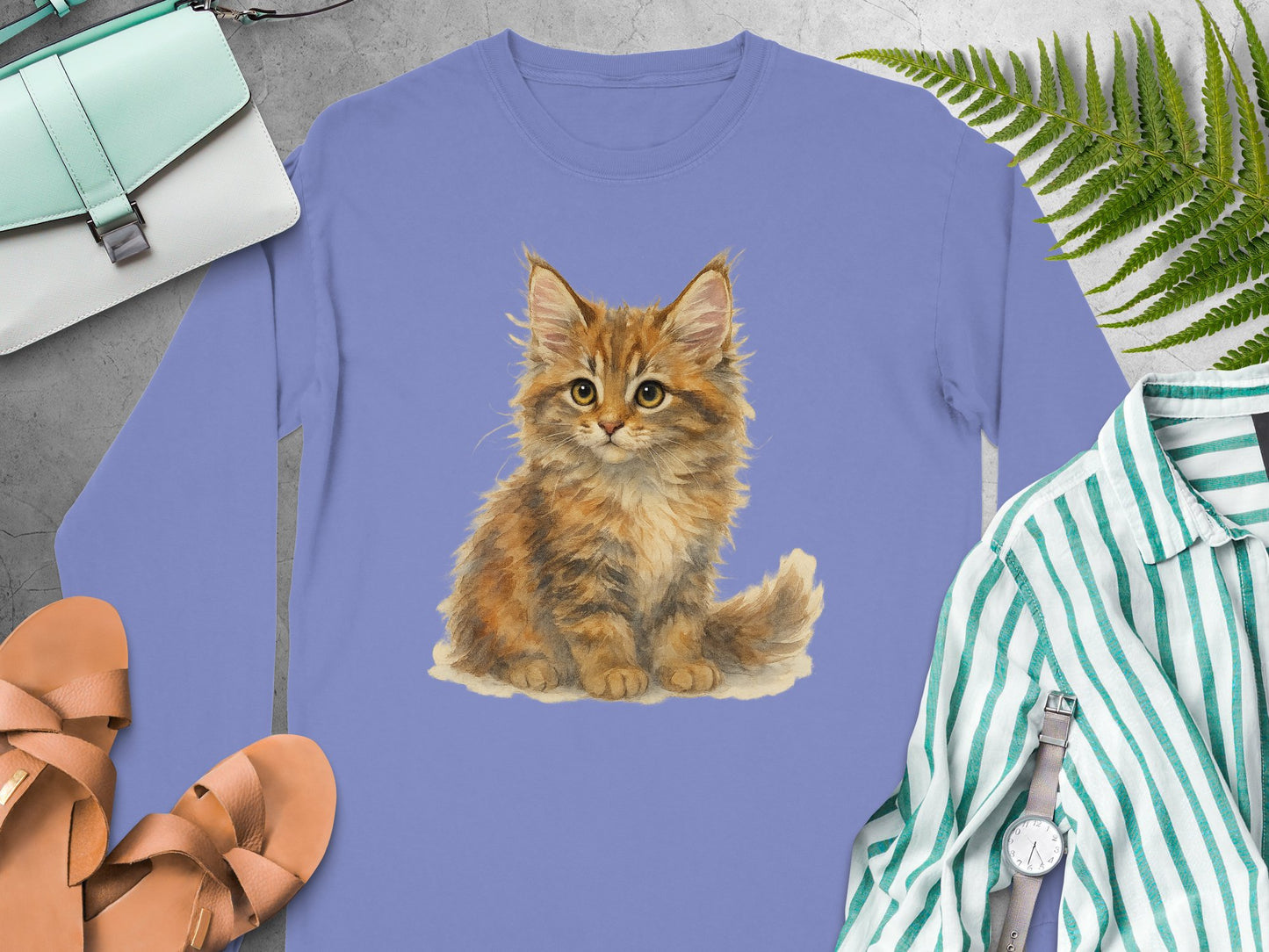 Adorable Kitten Graphic on Cute Blue Shirt product