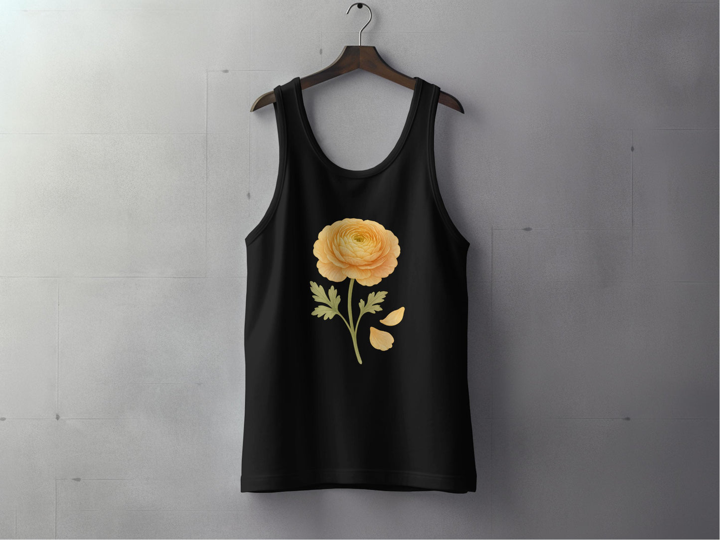 Yellow Flower Graphic on Black Tank Top product