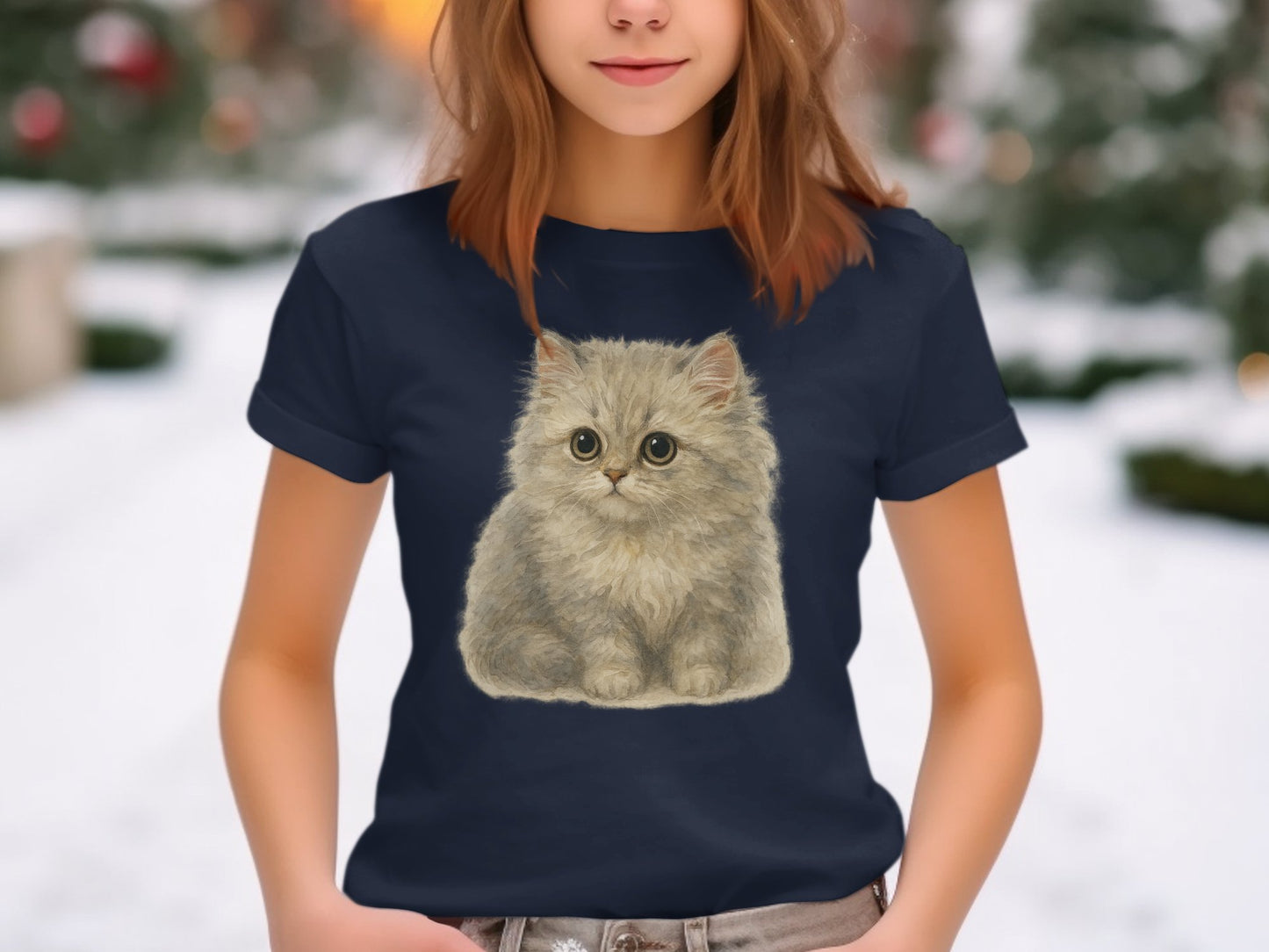Cute Fluffy Kitten Print on Women's T-Shirt product