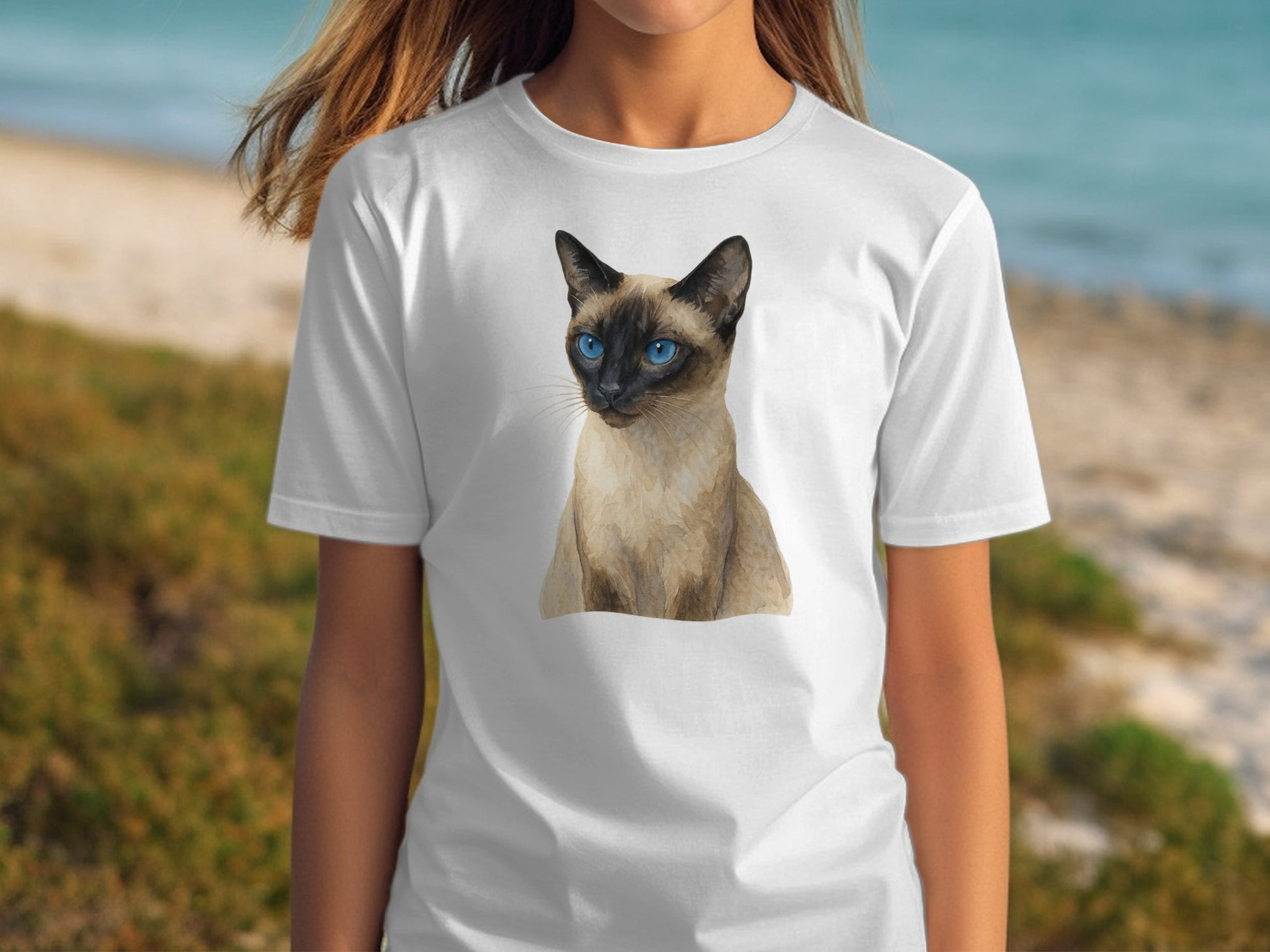 Realistic Siamese Cat Design T-shirt product type