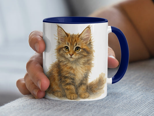 Adorable Fluffy Kitten Artwork on Coffee Mug product