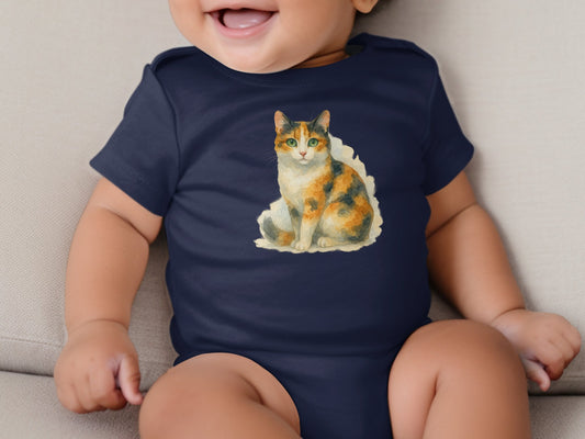 Adorable Calico Cat Print Baby Bodysuit Product