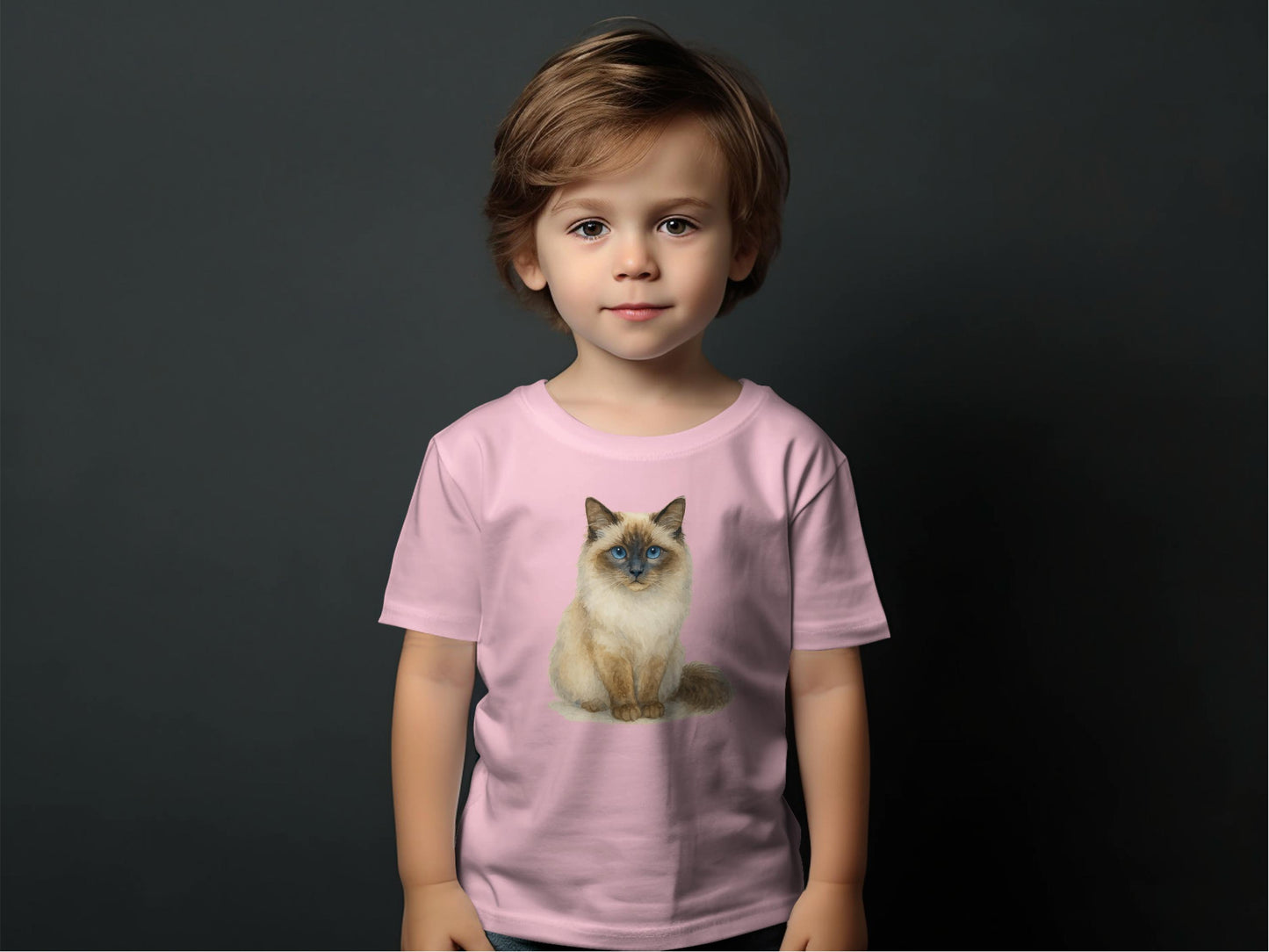 Adorable Cat Print Design for Kids T-Shirt product type