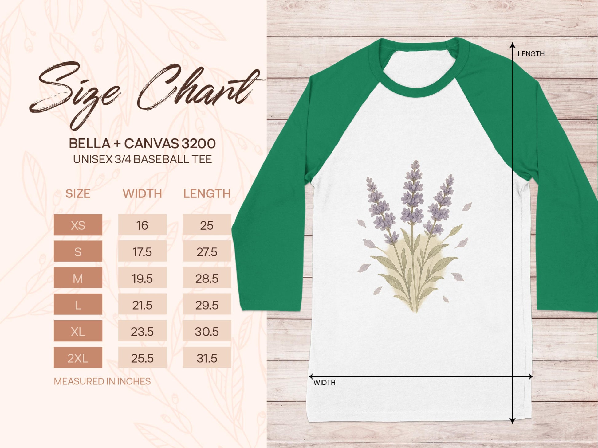 Floral Print 3/4 Sleeve Unisex Baseball Tee product type
