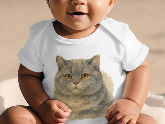 Cute Baby with Fluffy Cat Drawing Onesie product