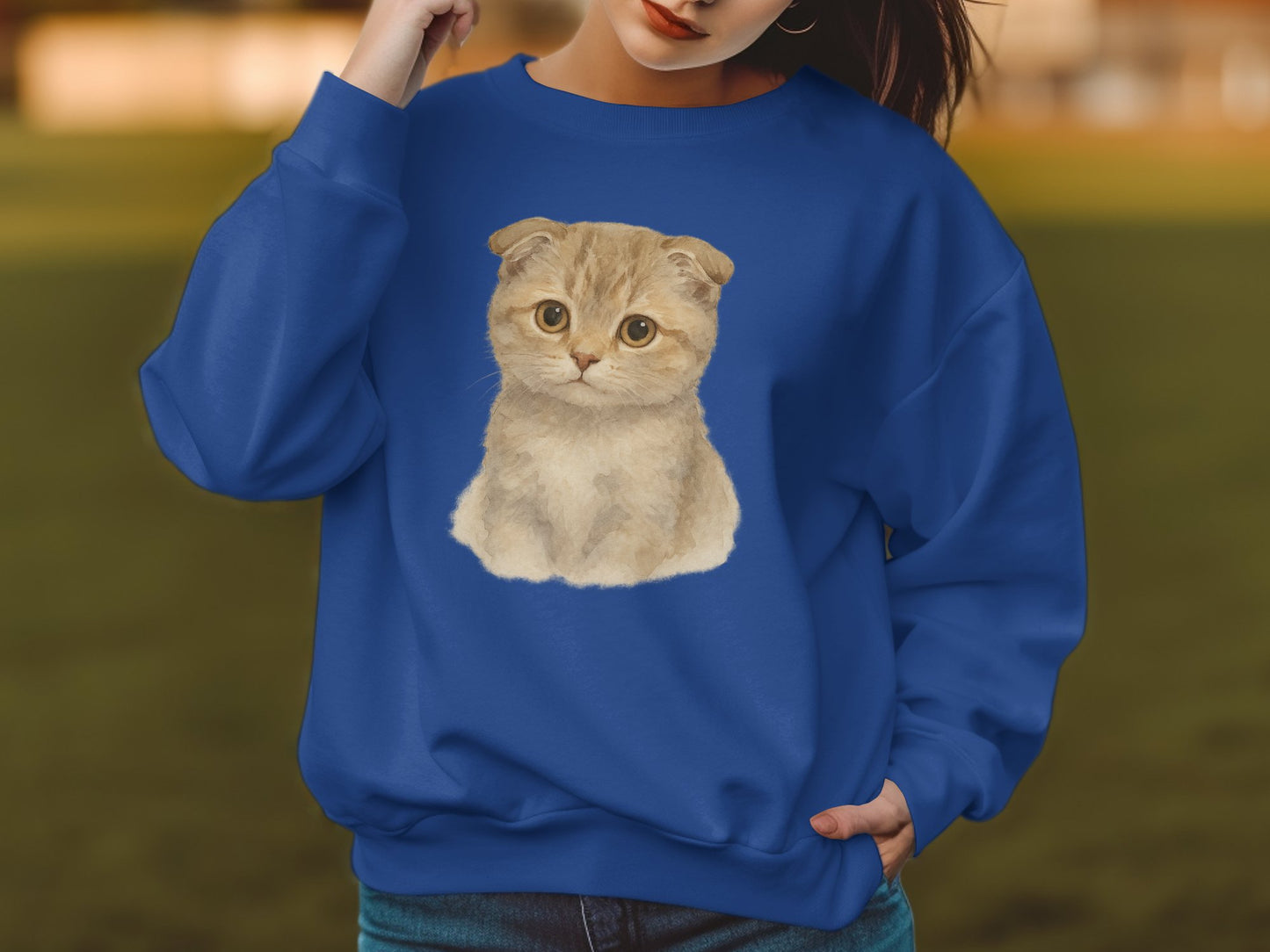 Cute Cat Face Blue Cozy Sweatshirt product type