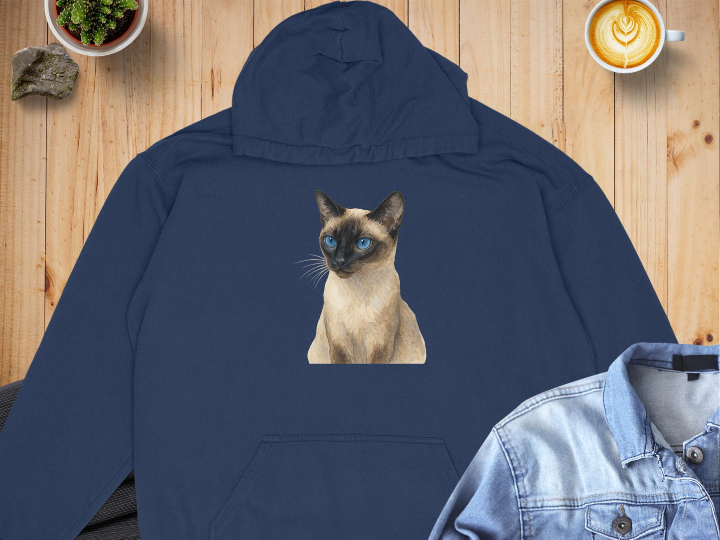 Siamese Cat Print Hooded Sweatshirt Cozy Fleece product type