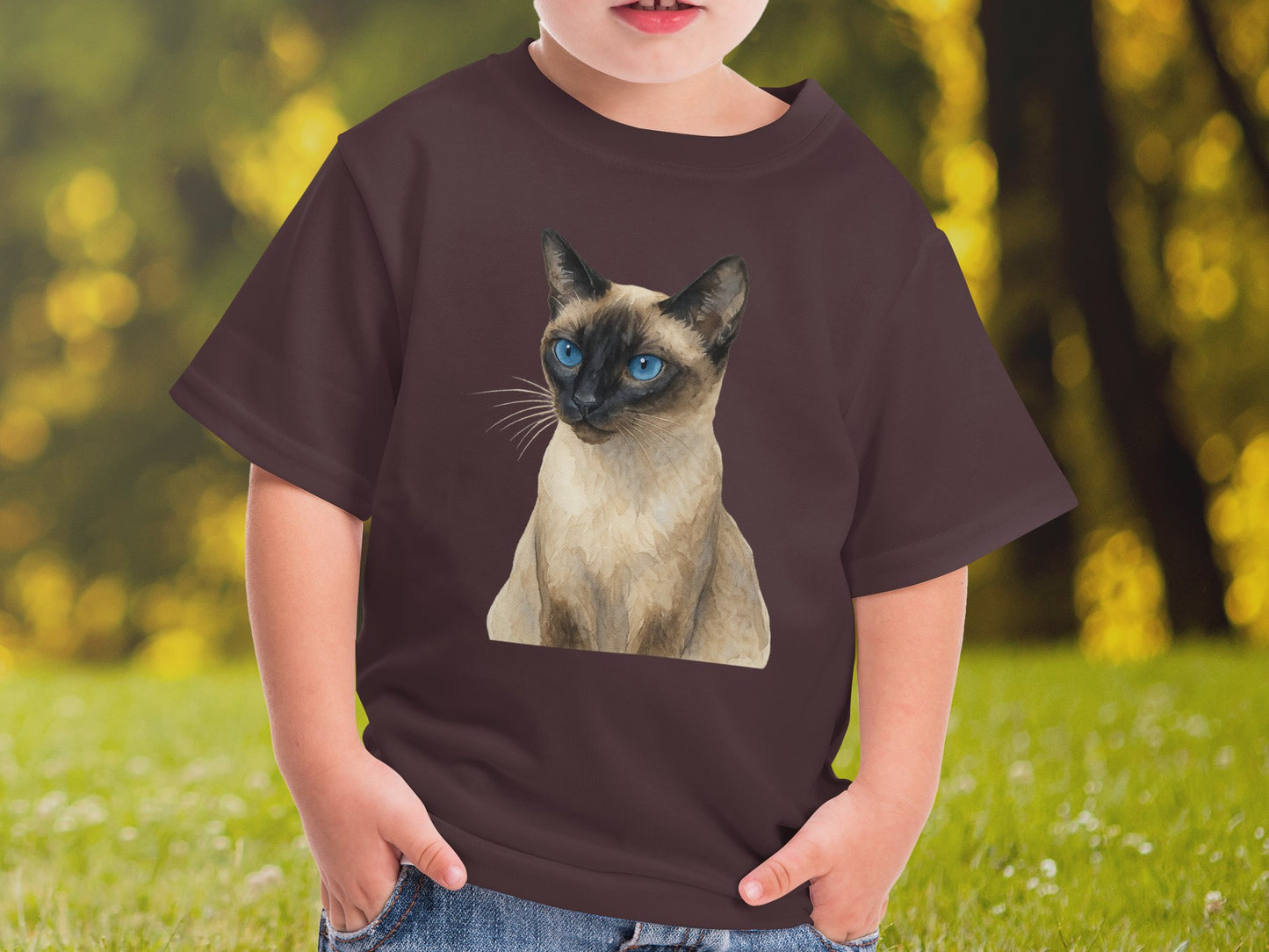 Cute Boy Wearing Cat Print T-Shirt Outdoor Activity product type