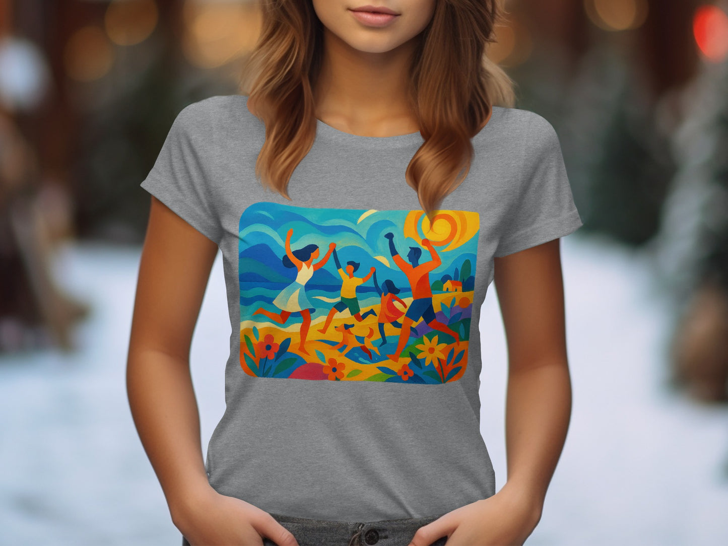 Cheerful People Dancing in Sun Design T-shirt product
