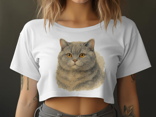 Cute Gray Cat Graphic on Stylish Crop Top product