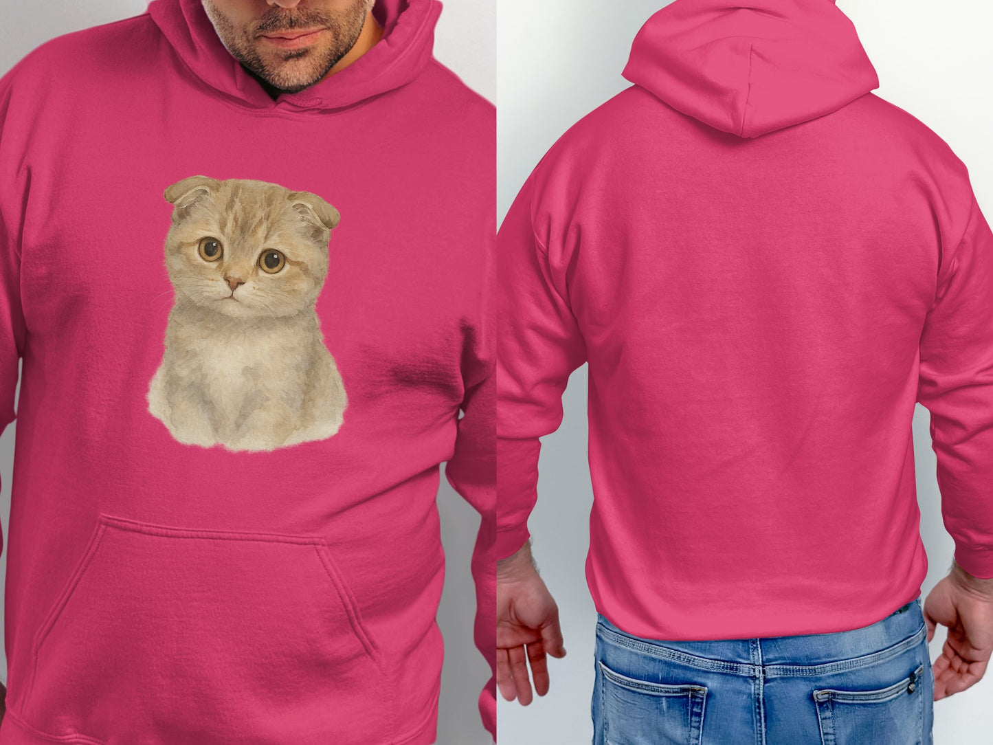Adorable Beige Kitten Pink Hoodie Sweatshirt product