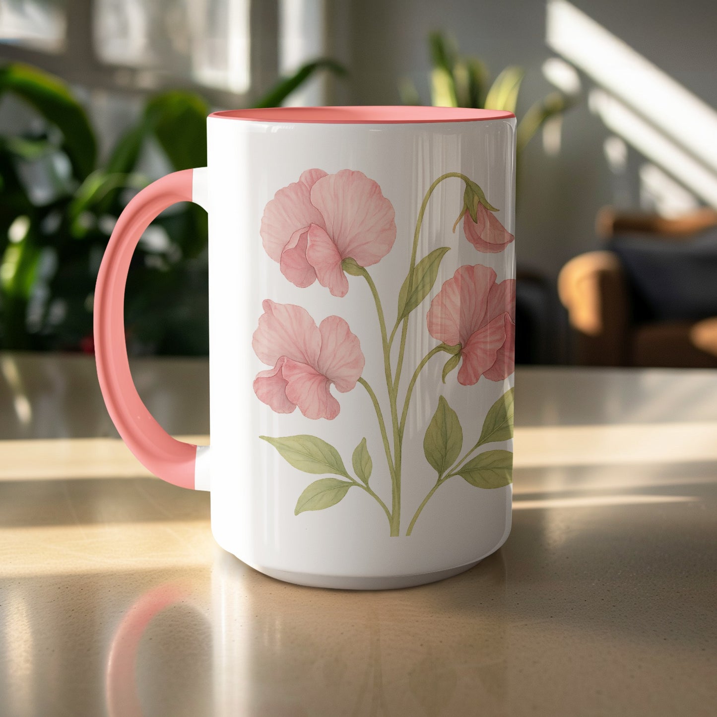 Pink Flower Design Coffee Mug product