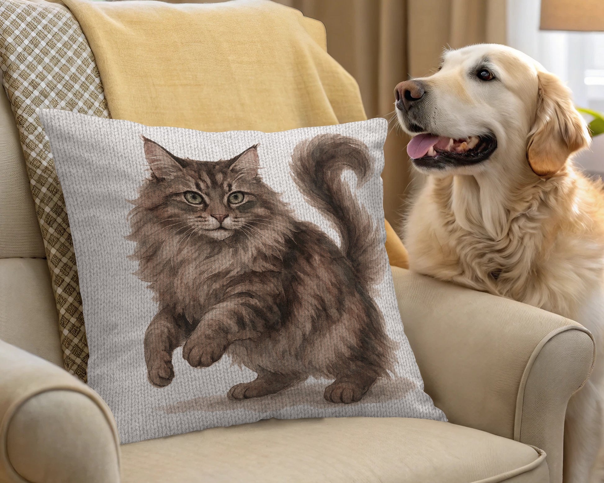 Adorable Cat Design Throw Pillow Home Décor Product