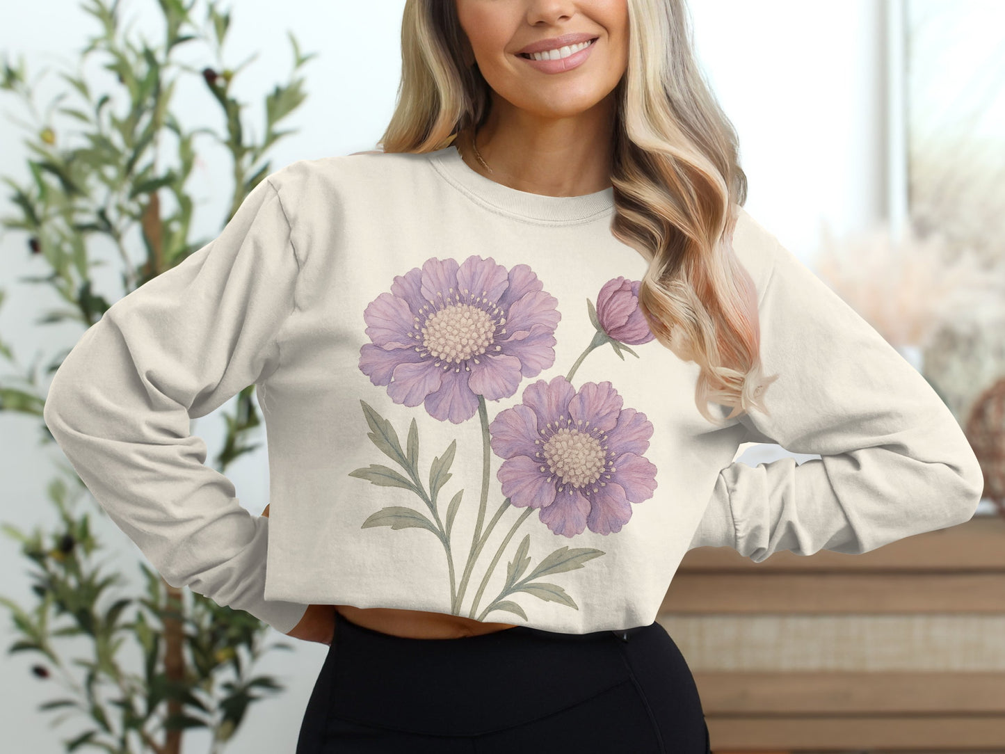Floral Design Cropped Sweatshirt trendy fashion product