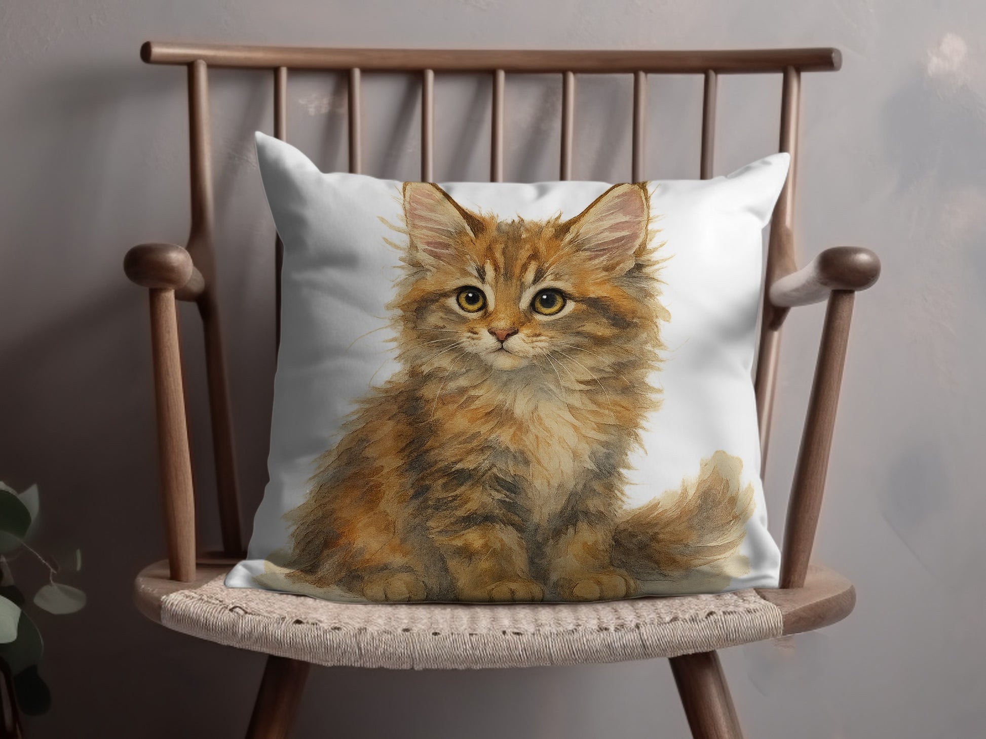 Adorable Fluffy Kitten Printed Decorative Pillow product type