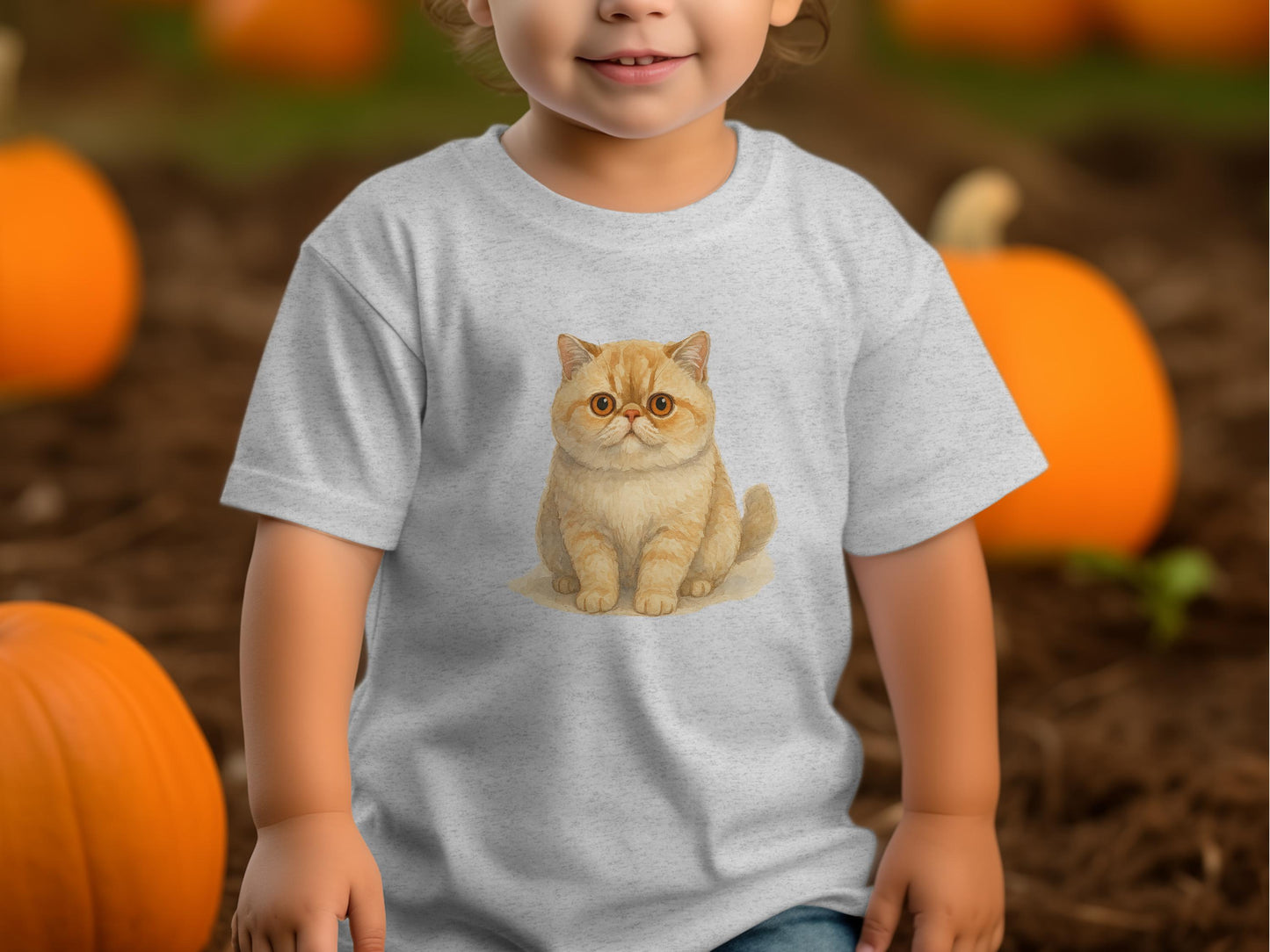 Adorable Cartoon Cat on Kids Comfortable T-Shirt product