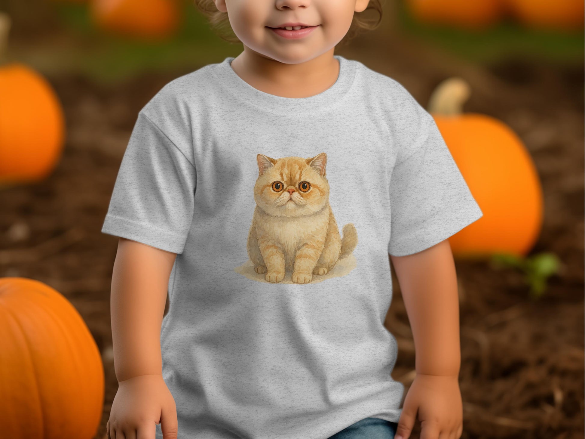 Adorable Cartoon Cat on Kids Comfortable T-Shirt product