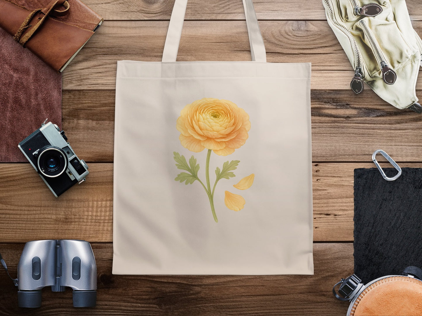 Yellow Flower Design Canvas Tote Bag product type