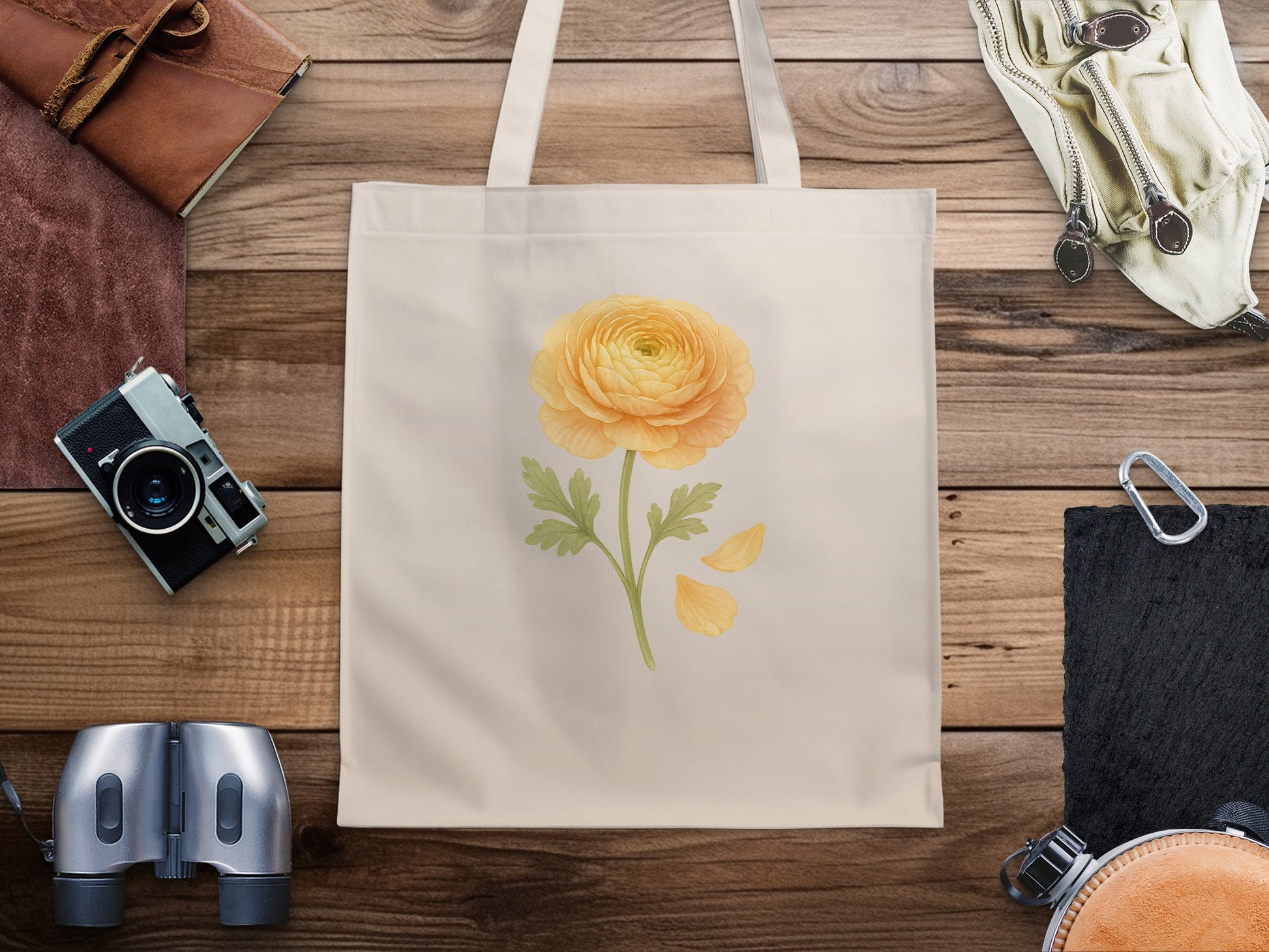 Yellow Flower Design Canvas Tote Bag product type
