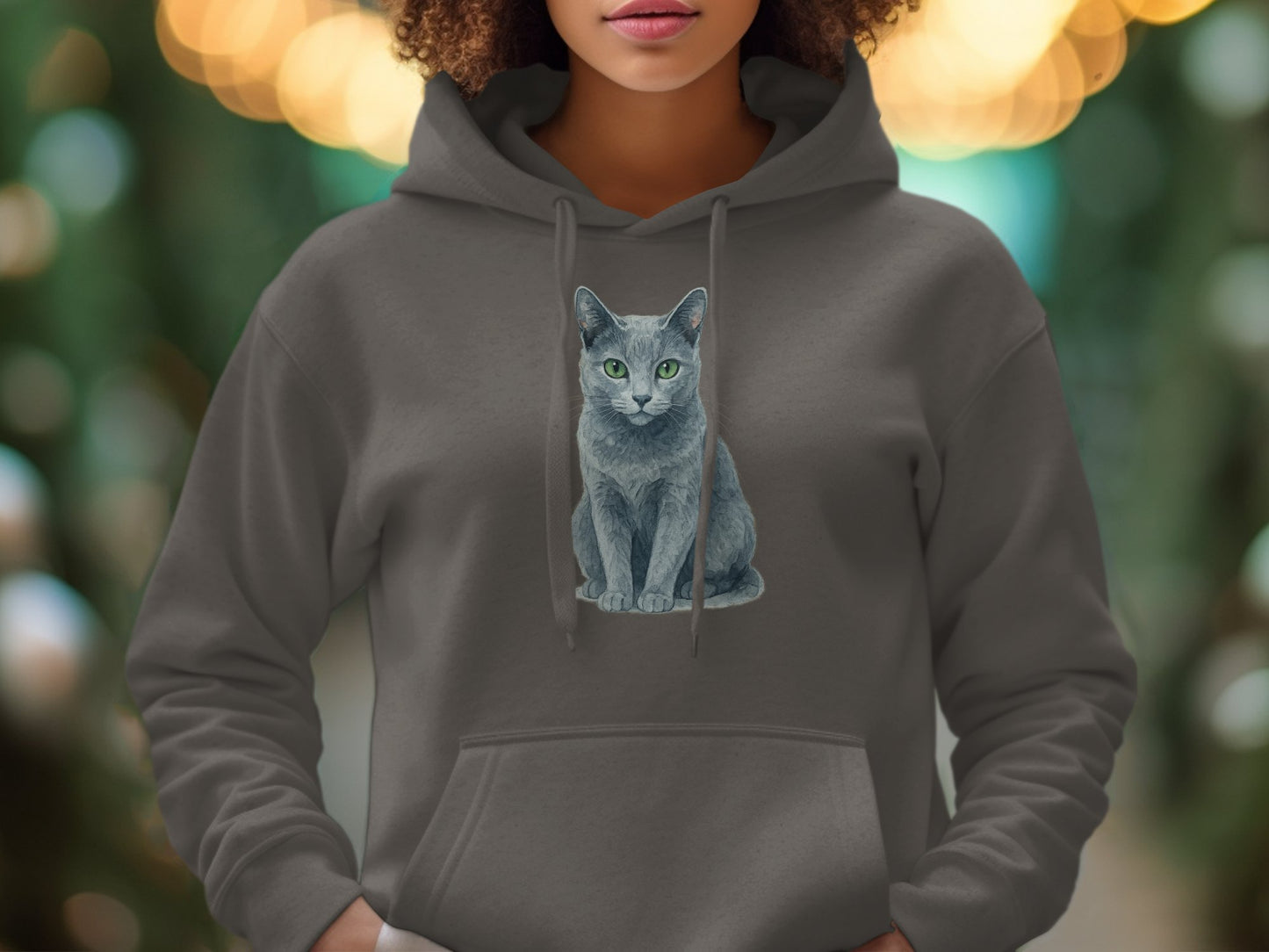 Russian Blue Cat Graphic Grey Hoodie product
