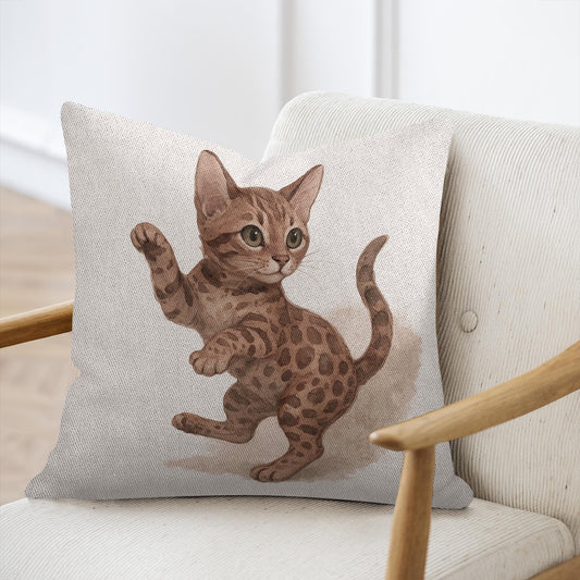 Playful Brown Kitten Printed Throw Pillow product type