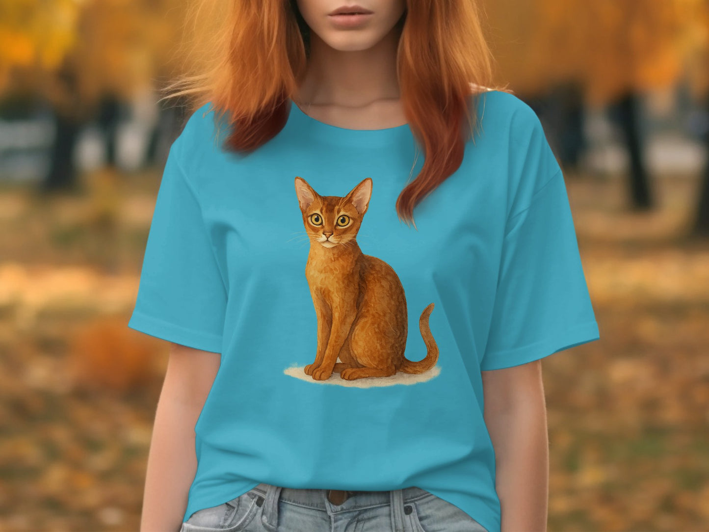 Cute Cat Print Casual Blue T-Shirt Apparel product type