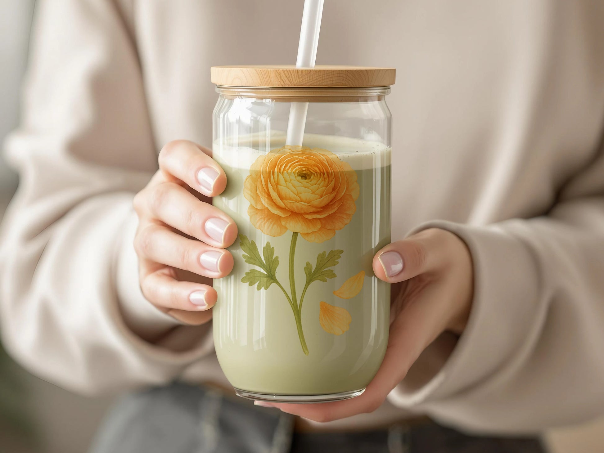 Handcrafted Painted Floral Design Eco-Friendly Jar product