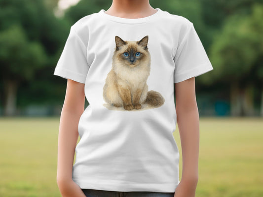 Cute Blue-Eyed Cat Graphic Printed T-Shirt product