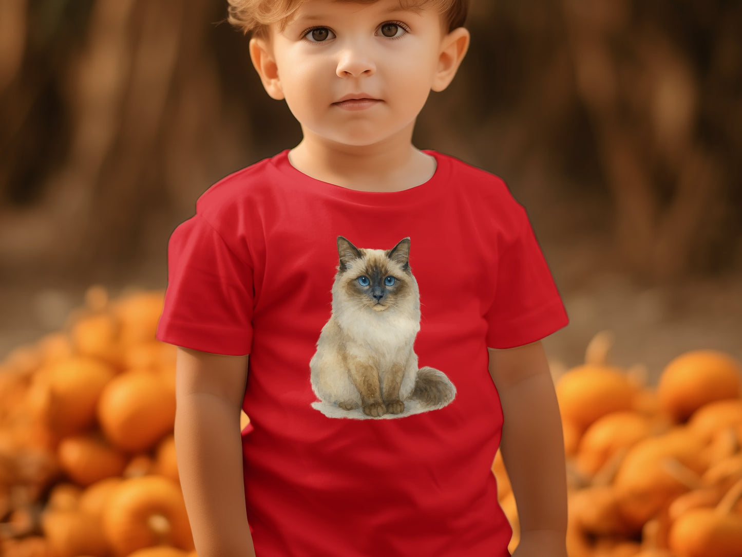 Cute Ragdoll Cat Design on Red Toddler Shirt product type