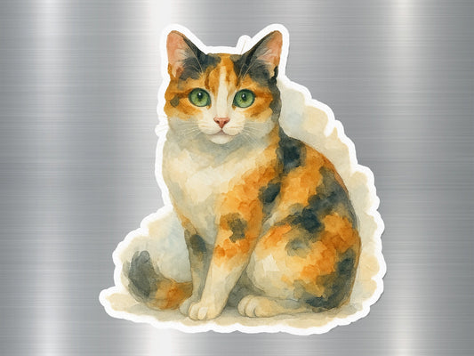 Cute Illustration of Calico Cat Sticker product