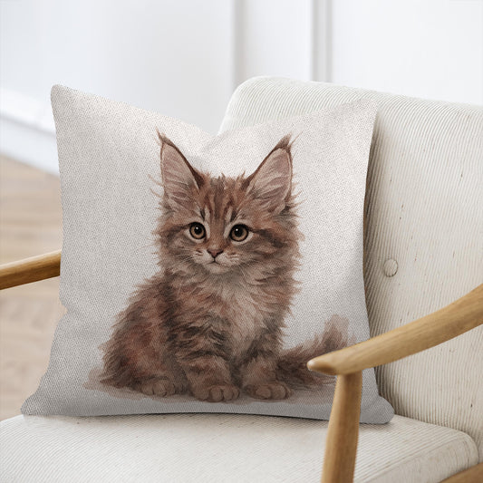 Adorable Fluffy Cat Print Throw Pillow Cover product type