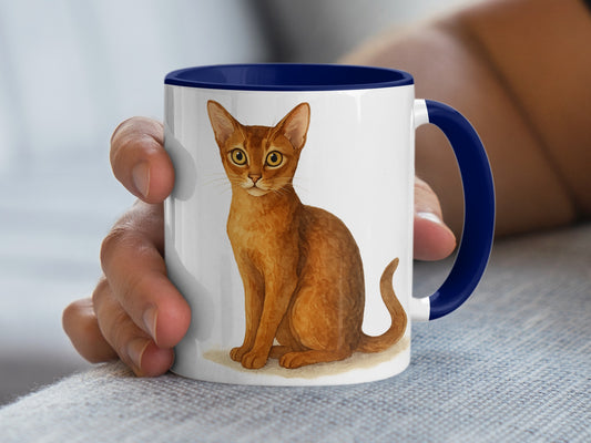 Beautiful Cat Design with Blue Handle Mug product