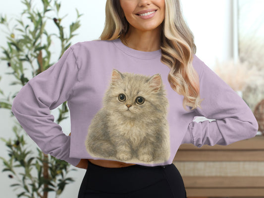 Adorable Kitten Print Long Sleeve Fashion Product
