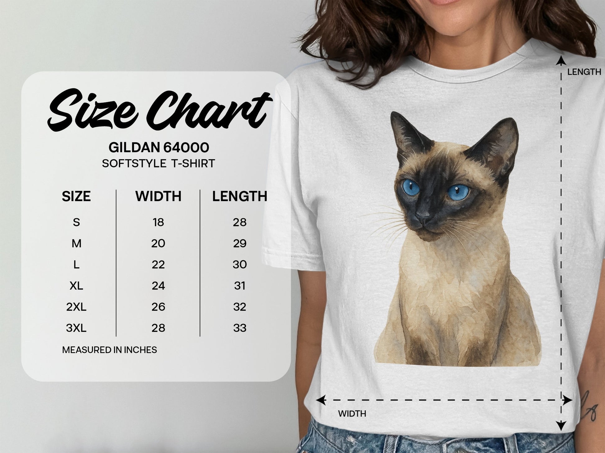 Siamese Cat Print Casual Tee Stylish T-Shirt product