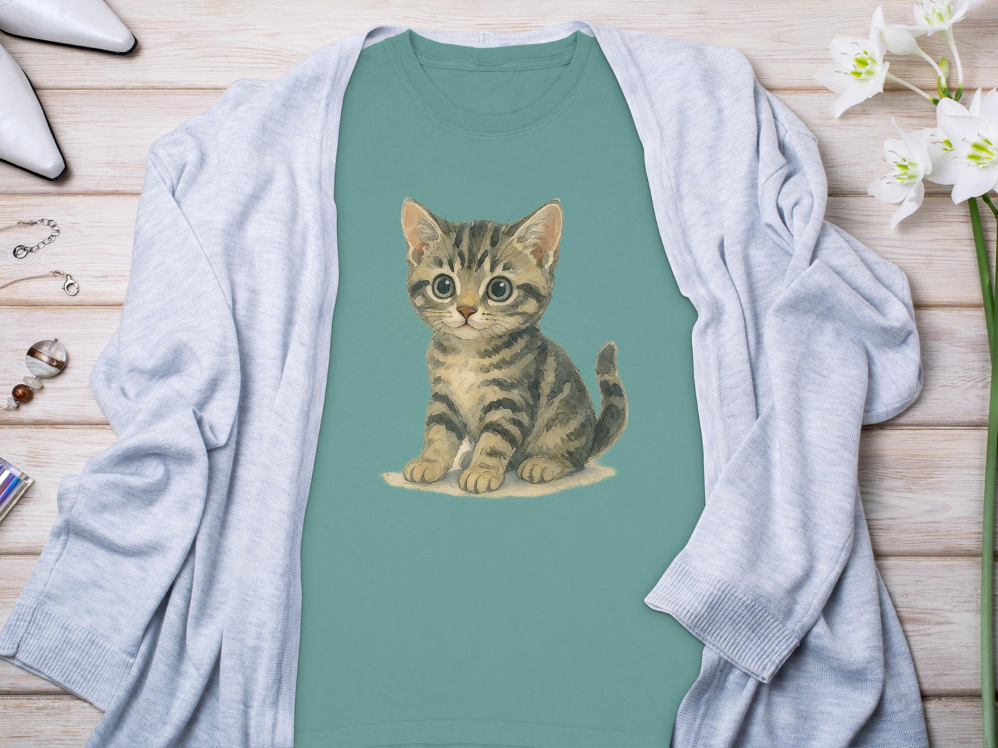 Adorable Kitten Art Tee Cute Illustrated T-Shirt product type