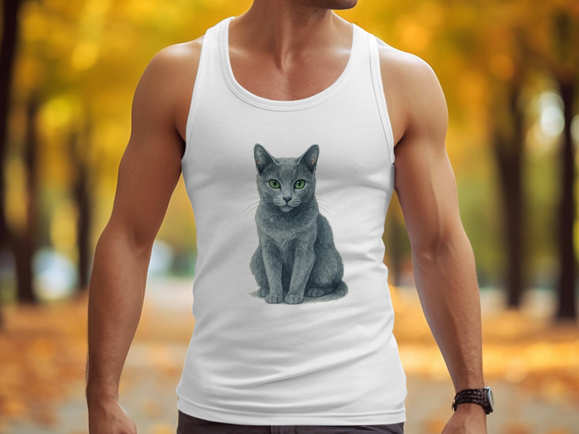 Men's Tank Top with Realistic Cat Print product