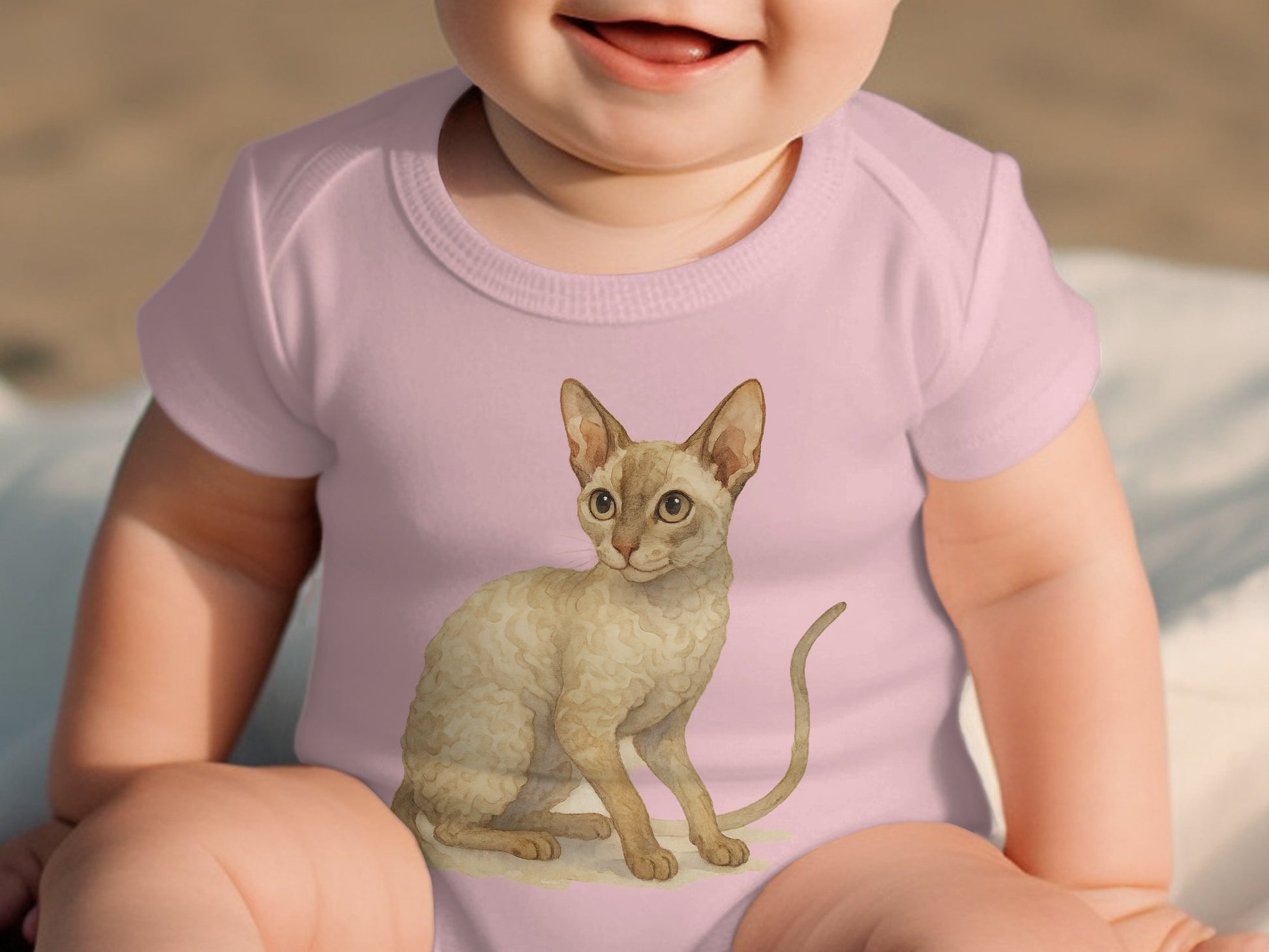 Cute Cat Print Adorned Infant Bodysuit Baby Product