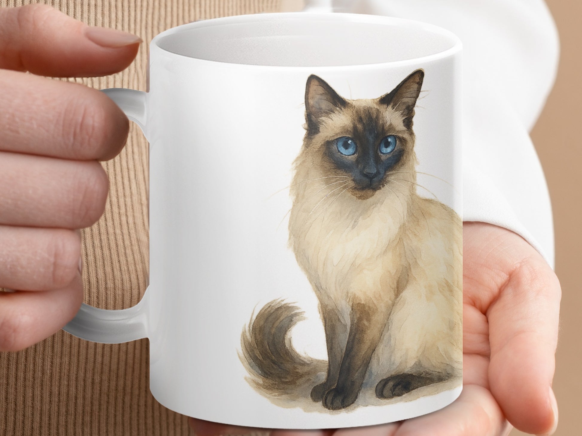 Beautiful Blue Eyed Cat on White Coffee Mug product type