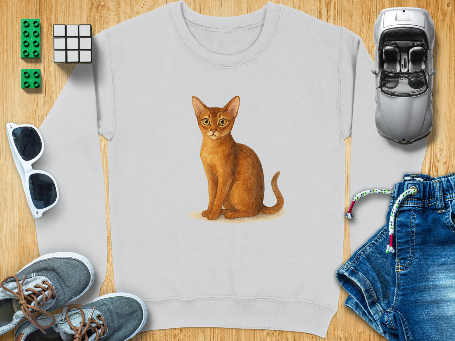 Cute Cat Illustration Sweatshirt Animal Lover Product