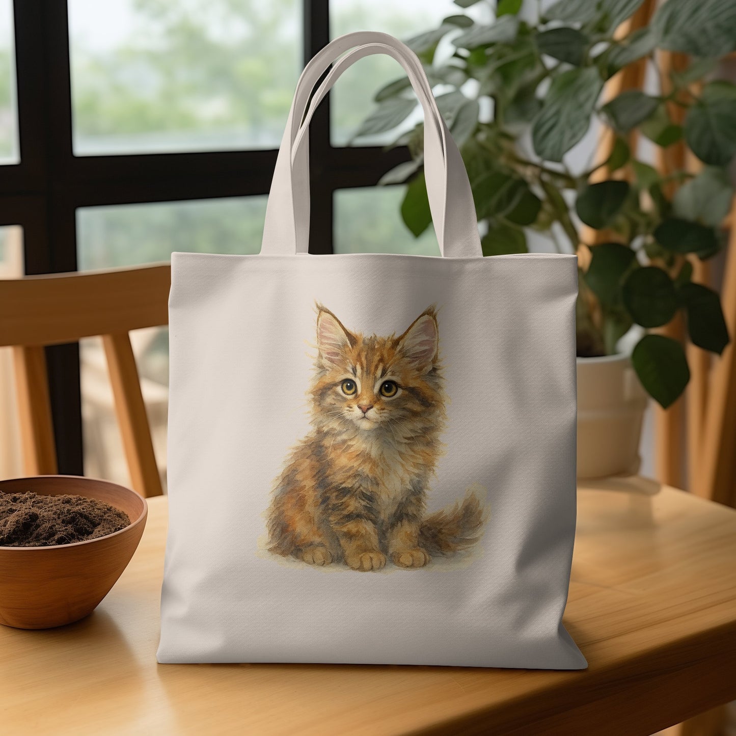 Adorable Kitten Illustration on Stylish Tote Bag product type